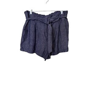 Loft Womens Linen-Blend Paperbag Waist Shorts  Sz L Beachy Boho Lagenlook resort